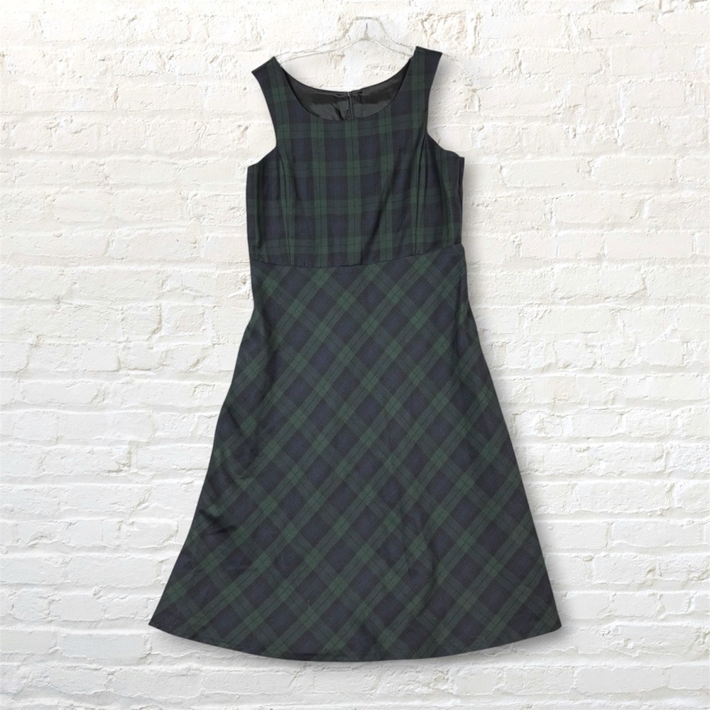 Vintage Laura Ashley Green Plaid Jumper Dress